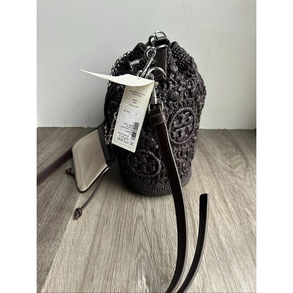 Tory Burch T MONOGRAM RAFFIA BUCKET BAG $630 - Picture 7 of 12
